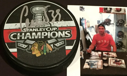 Cristobal Huet Chicago Blackhawks Signed 2010 Stanley Cup Champs Puck