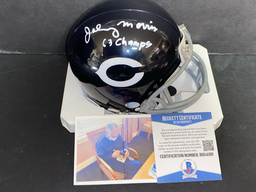 Johnny Morris 1963 Champs Chicago Bears Auto Signed Mini Helmet Beckett COA