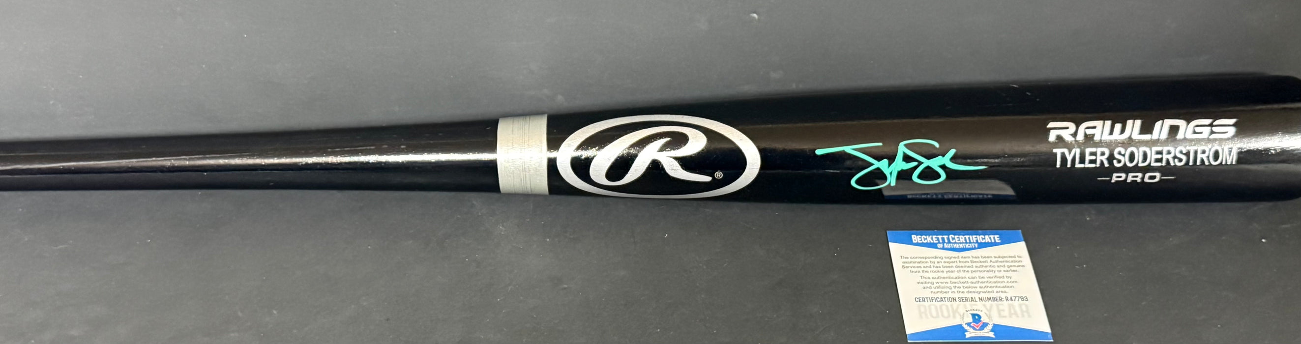 Tyler Soderstrom Oakland A's Autographed Signed Engraved Bat Black Beckett ROOKIE COA