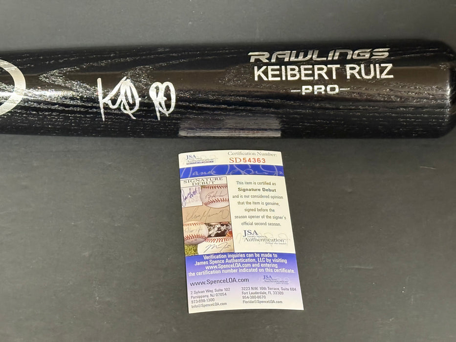 Keibert Ruiz Nationals Signed Engraved Bat JSA Debut COA Black