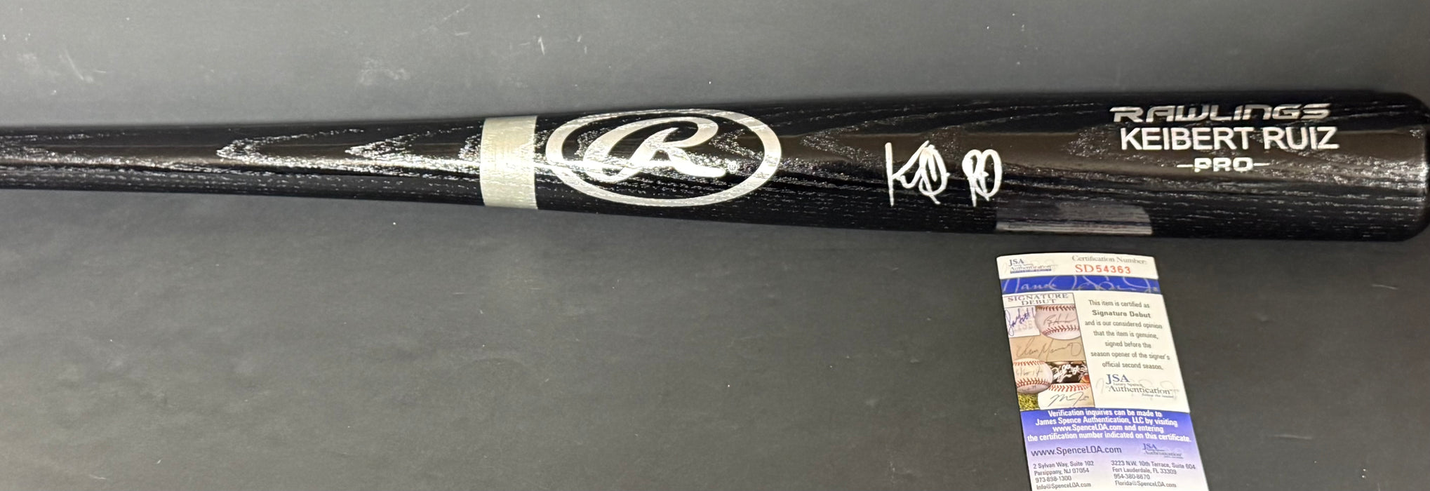 Keibert Ruiz Nationals Signed Engraved Bat JSA Debut COA Black