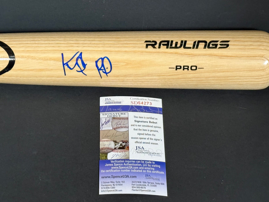Keibert Ruiz Los Angeles Dodgers Signed Engraved Bat JSA Debut COA Blonde