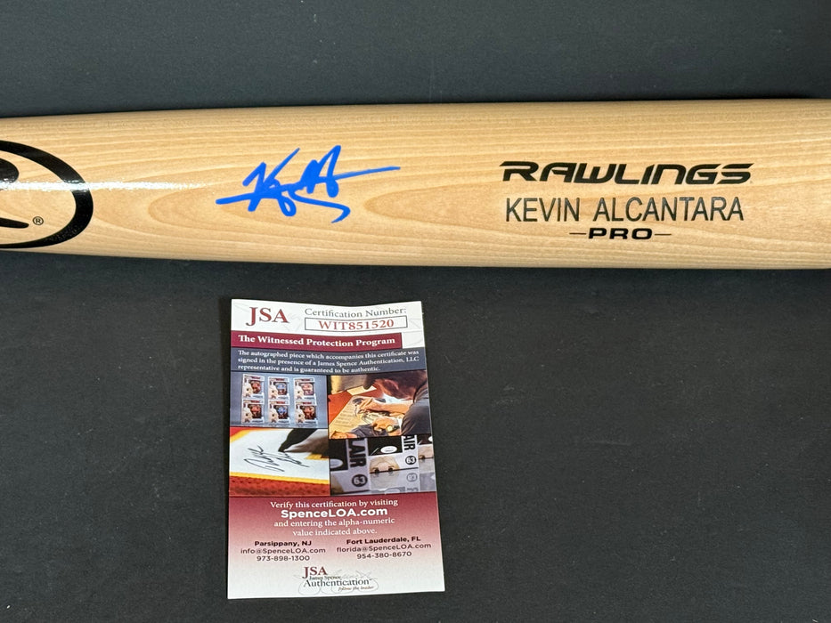 Kevin Alcantara Chicago Cubs Auto Signed Engraved Bat JSA WITNESS COA Blonde