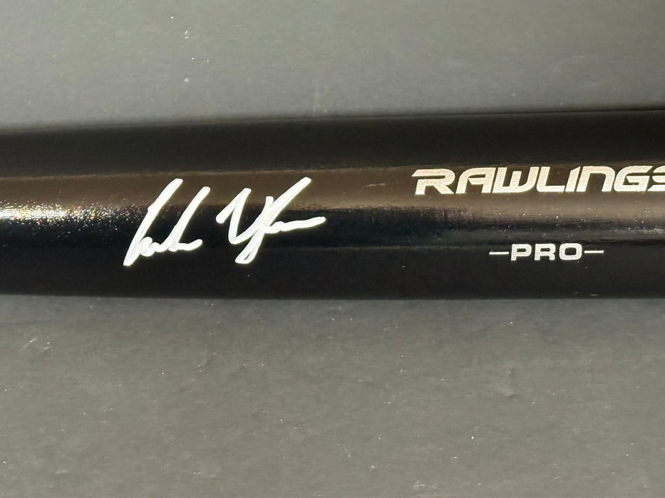 Andrew Vaughn Milwaukee Brewers Signed Bat Beckett Witness COA Black