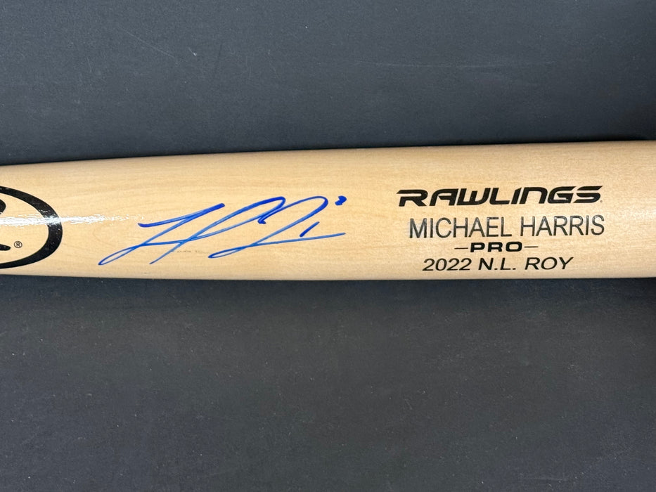 Michael Harris Atlanta Braves Autographed Signed Engraved Bat Blonde Beckett Hologram 2022 NL ROY
