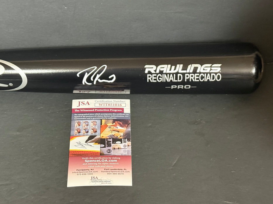 Reginald Preciado Chicago Cubs Auto Signed Engraved Bat JSA WITNESS COA Black