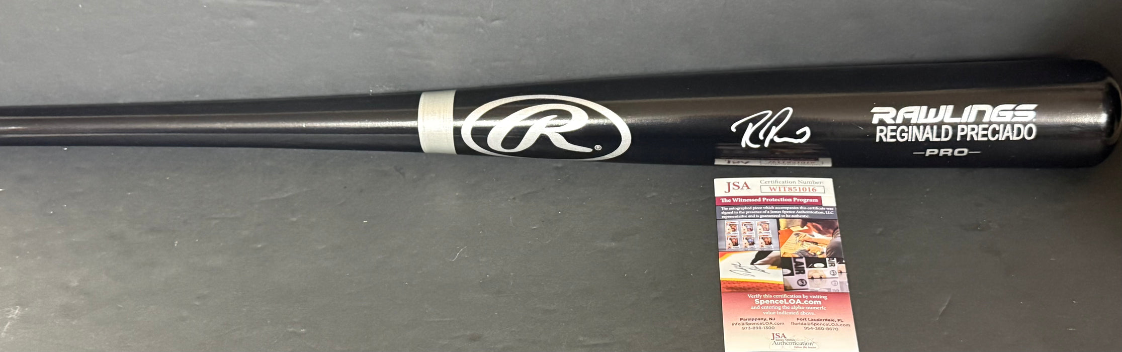 Reginald Preciado Chicago Cubs Auto Signed Engraved Bat JSA WITNESS COA Black