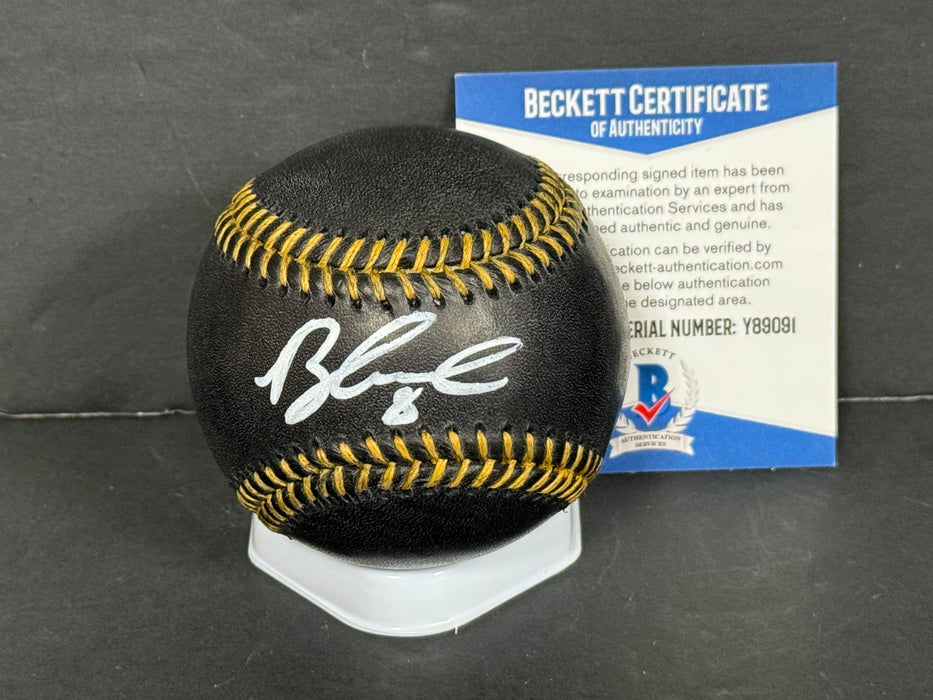Brandon Lowe Pittsburgh Pirates Autographed Signed Black Baseball Beckett COA .
