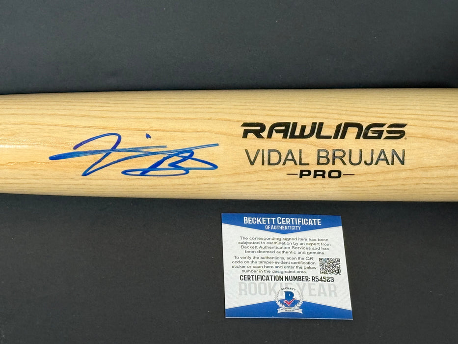 Vidal Brujan Tampa Rays Auto Signed Engraved Blonde Bat Beckett Rookie COA