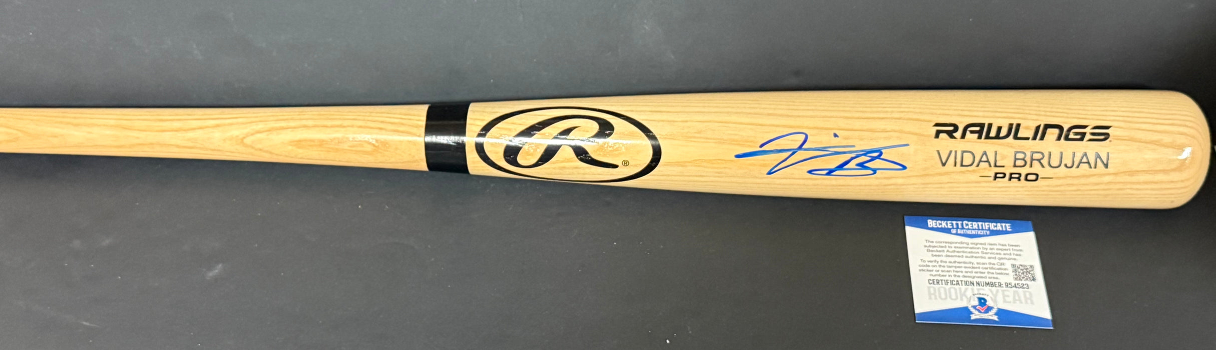 Vidal Brujan Tampa Rays Auto Signed Engraved Blonde Bat Beckett Rookie COA