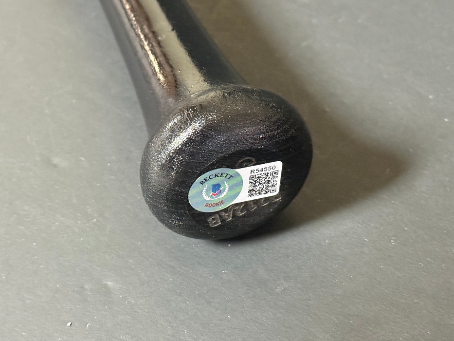 Vidal Brujan Tampa Rays Auto Signed Engraved Black Bat Beckett Rookie COA