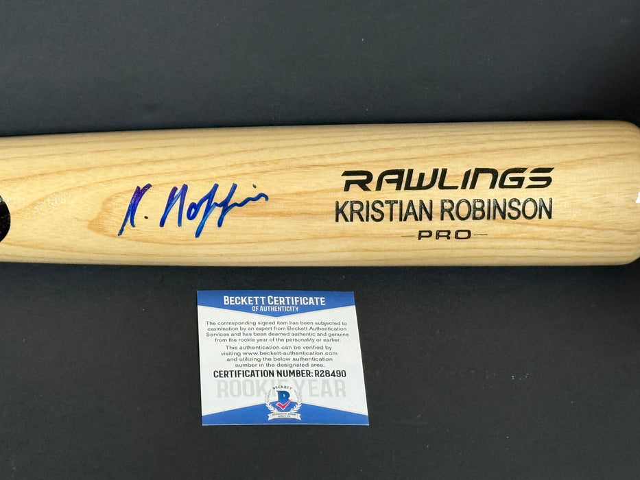 Kristian Robinson Diamondbacks Signed Engraved Blonde Bat BECKETT ROOKIE COA