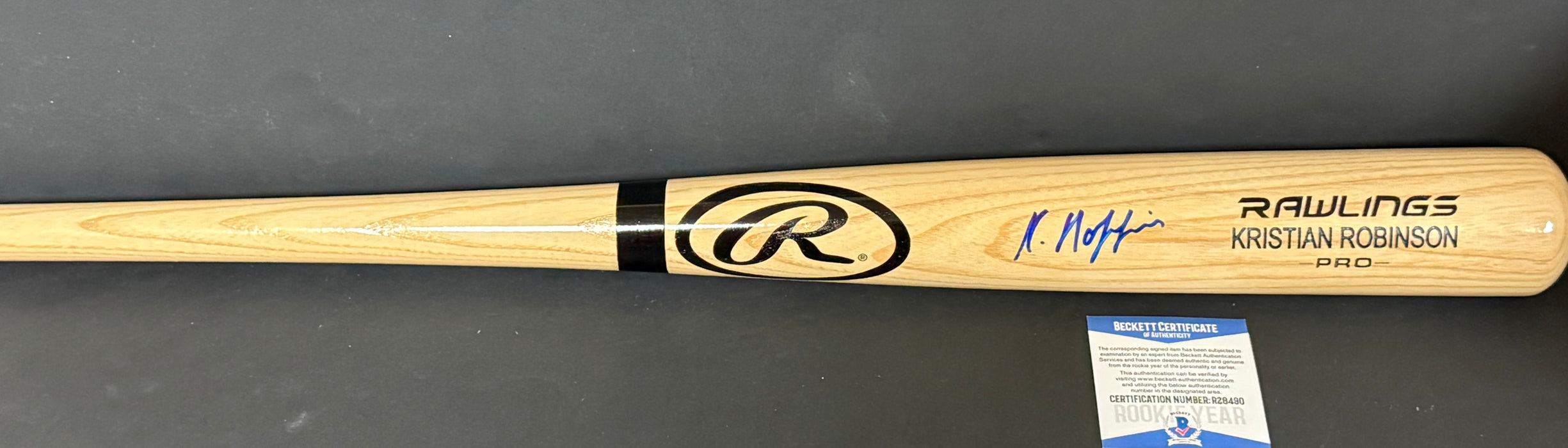 Kristian Robinson Diamondbacks Signed Engraved Blonde Bat BECKETT ROOKIE COA