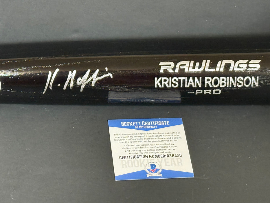 Kristian Robinson Diamondbacks Signed Engraved Black Bat BECKETT ROOKIE COA 1