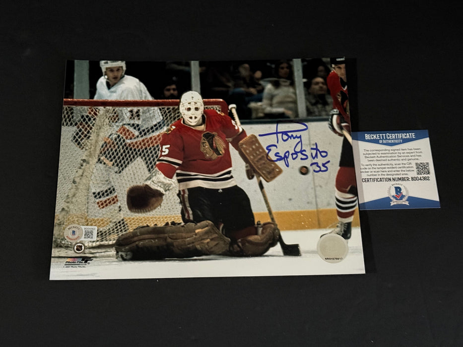 Tony Esposito Chicago Blackhawks Autographed Signed 8x10 Beckett COA ~