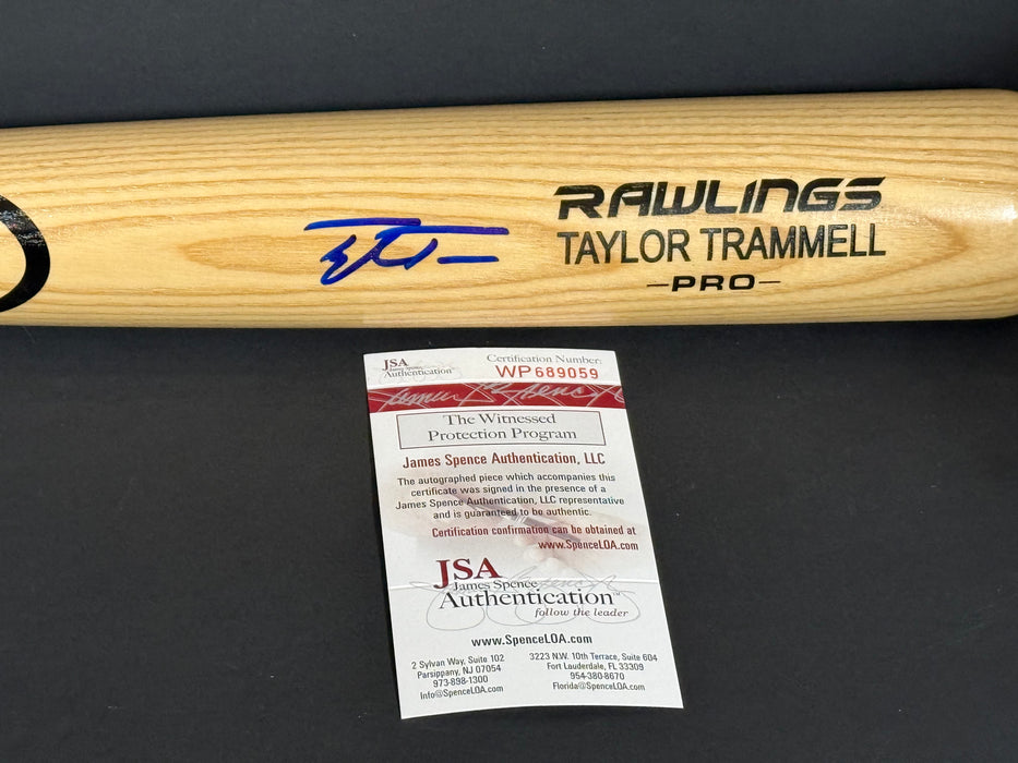 Taylor Trammell Cincinnati Reds Signed Engraved Bat JSA WITNESS COA Blonde