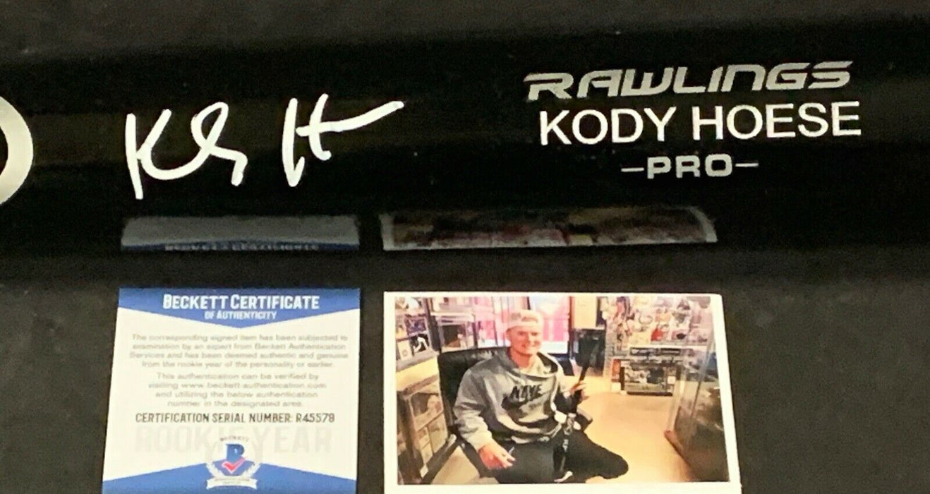 Kody Hoese LA Dodgers Autographed Signed Engraved Bat Black BECKETT ROOKIE COA