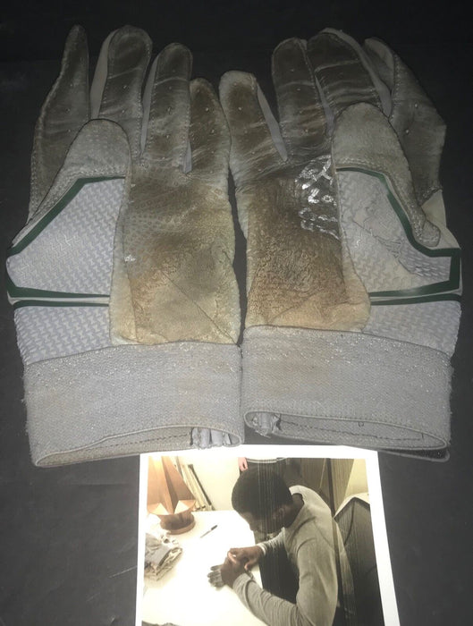 Taylor Trammell Mariners Reds Signed 2017 Game Used Batting Gloves B