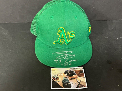 Tyler Soderstrom Oakland A's Auto Signed 2023 Game Used Hat Beckett ~.