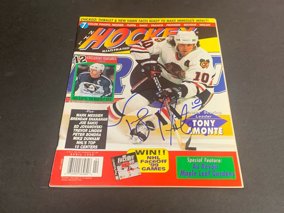 Tony Amonte Chicago Blackhawks Autographed Signed Hockey Illustrated Magazine .