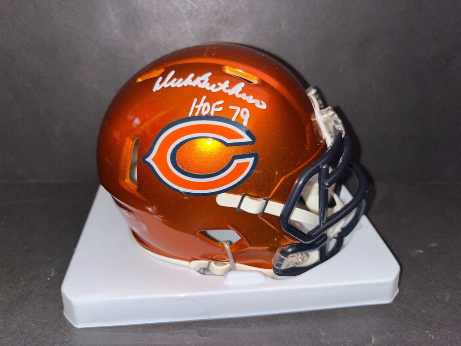 Dick Butkus Chicago Bears Auto Signed Flash Mini Helmet Beckett HOF 1979 .