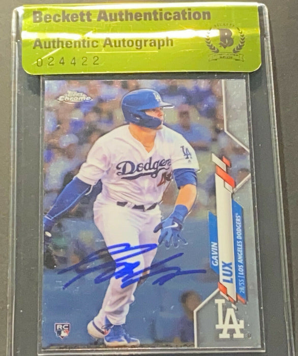 Gavin Lux Los Angeles Dodgers Auto Signed 2020 Topps Chrome BECKETT BAS '
