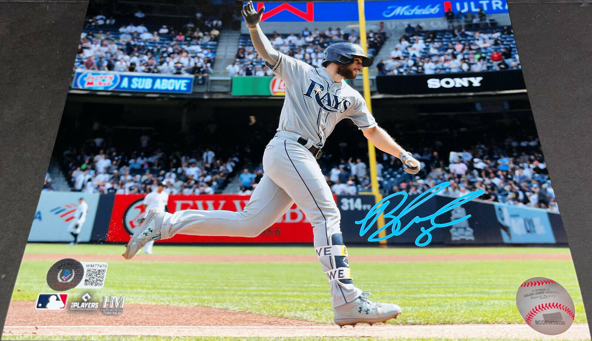 Brandon Lowe Tampa Rays Autographed Signed 8x10 Beckett Witness COA HR