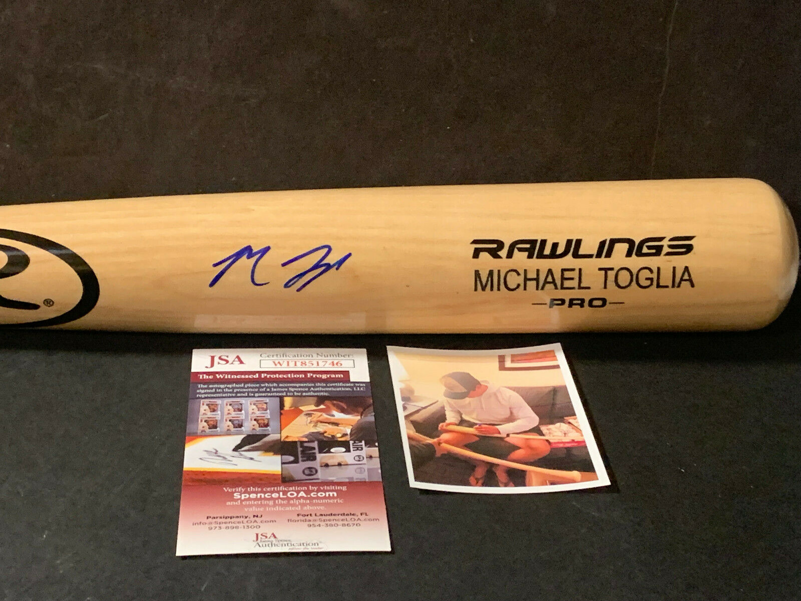 Michael Toglia Colorado Rockies Auto Signed Engraved Bat JSA WITNESS COA Blonde