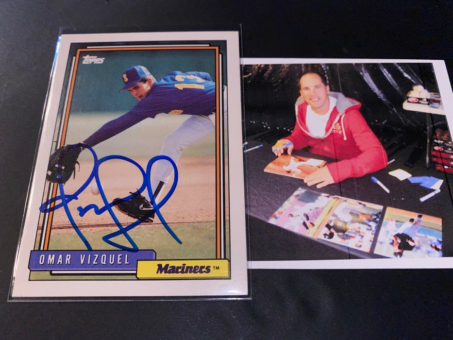 Omar Vizquel Mariners Indians Autographed Signed 1992 Topps