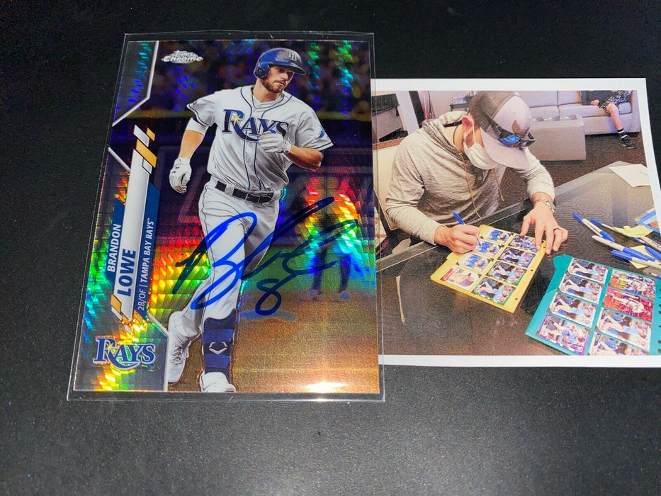 Brandon Lowe Tampa Bay Rays Autographed Signed 2020 Topps Chrome Refractor .