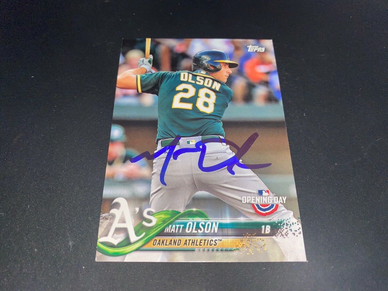 Matt Olson Oakland A's 2018 Autographed Signed Topps Opening Day