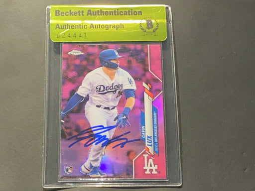 Gavin Lux Dodgers Auto Signed 2020 Topps Chrome PINK Refractor BECKETT BAS ...