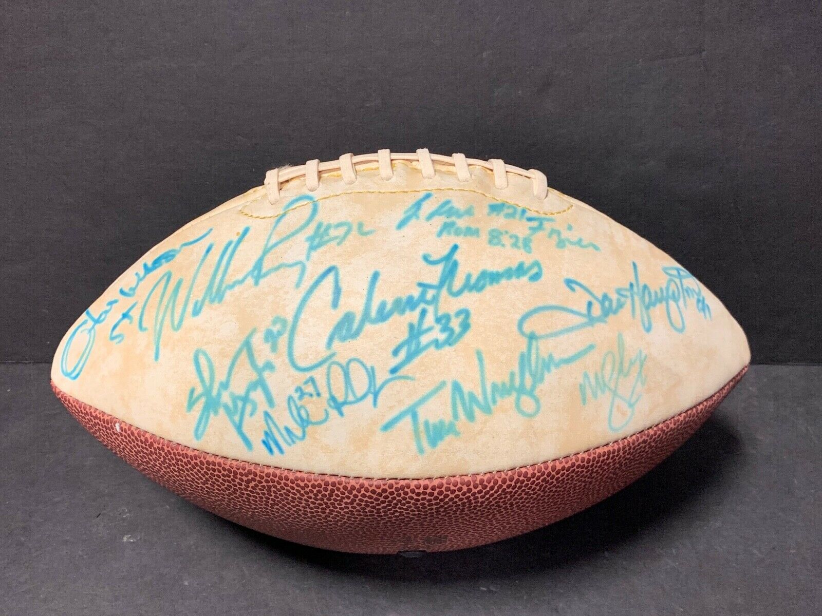 Perry Hampton Super Bowl XX Chicago Bears Multi Signed Football Imperfect 9 Auto