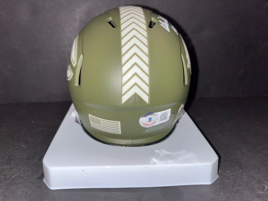 Dick Butkus Bears Auto Signed Salute To Service Mini Helmet Beckett HOF 1979 .