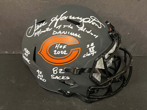 Dan Hampton Chicago Bears Signed Eclipse Full Size Helmet Beckett 7 Inscription