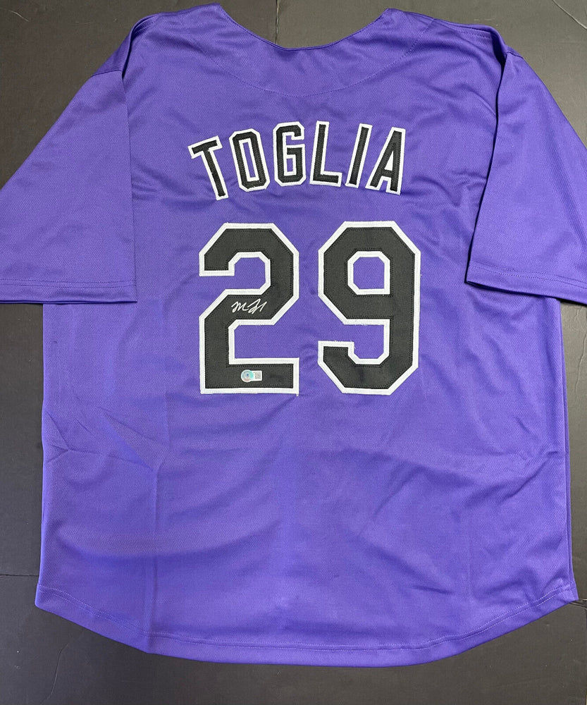 Michael Toglia Rockies Auto Signed Jersey Custom Beckett WITNESS COA Purple