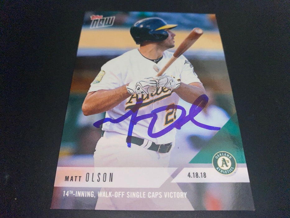 Matt Olson Oakland A's 2018 Autographed Signed Topps Now 14th Inning Walk-off