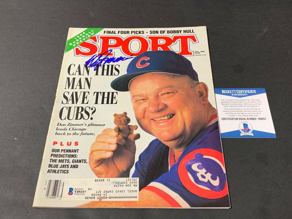 Don Zimmer Chicago Cubs Autographed Signed Sport Magazine April 1988 Beckett COA