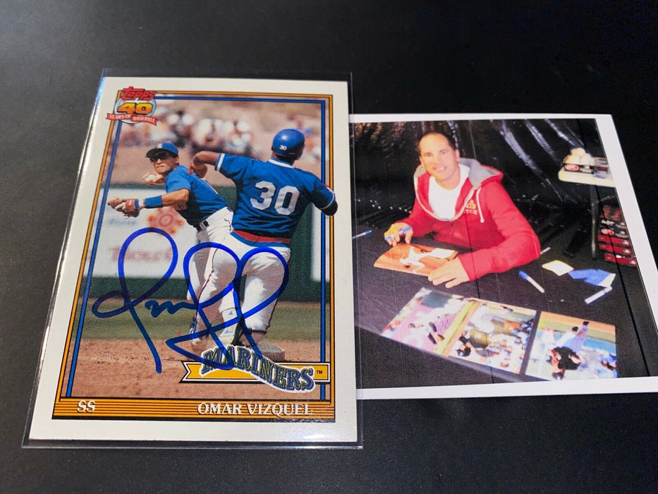 Omar Vizquel Mariners Indians Autographed Signed 1991 Topps