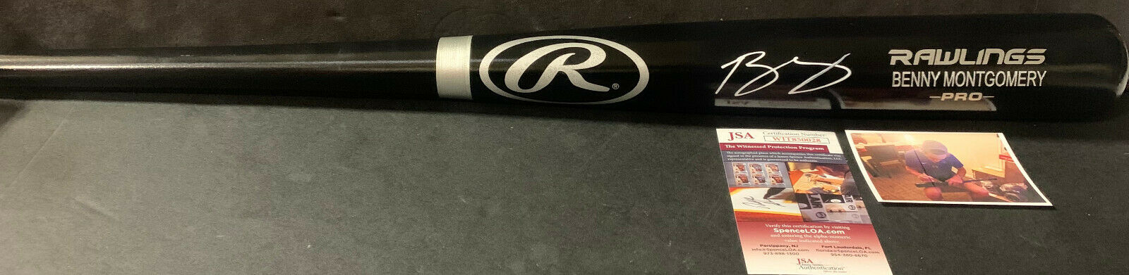 Benny Montgomery Rockies Auto Signed Engraved Bat JSA WITNESS COA Black