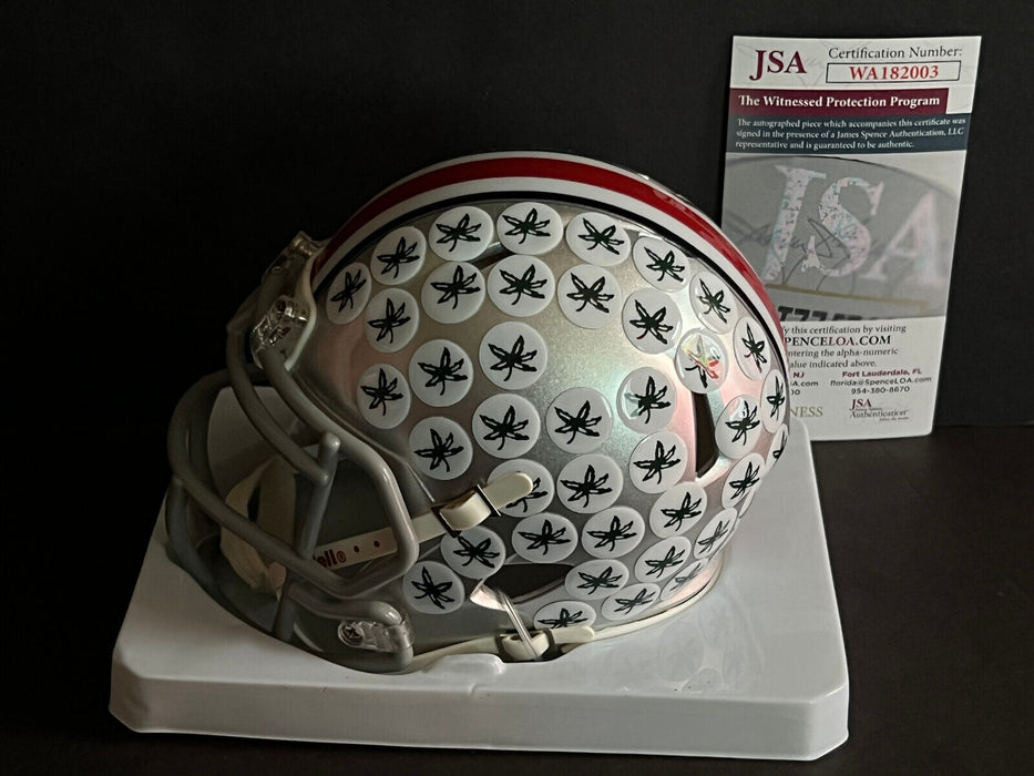 Lou Holtz Ohio State Buckeyes Auto Signed Riddell Mini Helmet JSA COA 68 Champs
