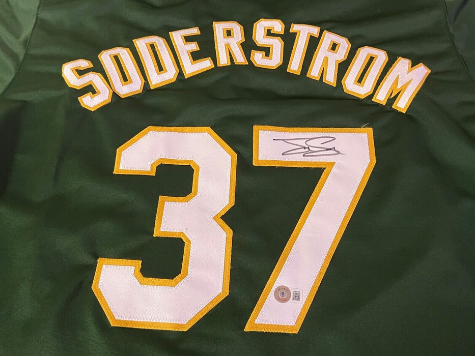 Tyler Soderstrom Oakland A's Auto Signed Custom Jersey Beckett Witness Green