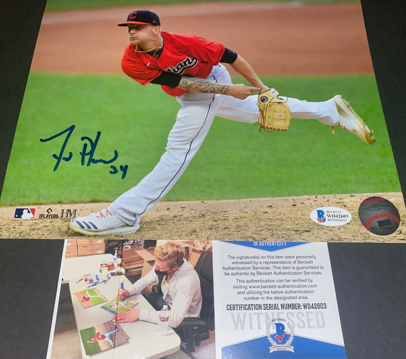 Zach Plesac Indians Autographed Signed 8x10 Photo Beckett WITNESS COA a