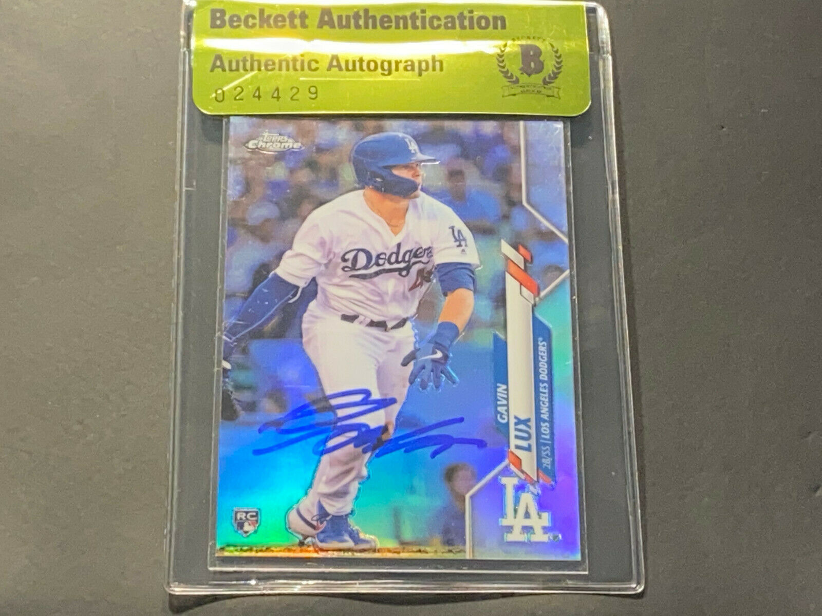 Gavin Lux Dodgers Auto Signed 2020 Topps Chrome Refractor ROOKIE BECKETT BAS _