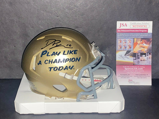 Drew Pyne Notre Dame Auto Signed Play Like A Champion Mini Helmet JSA COA