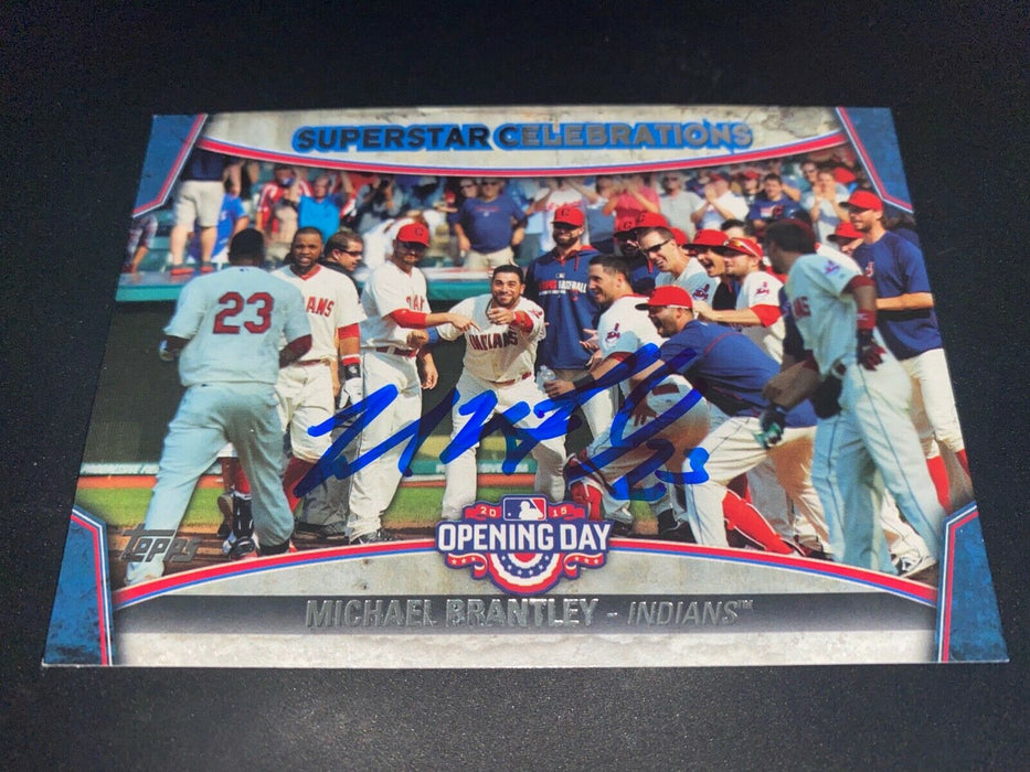 Michael Brantley Indians 2015 Autographed Signed Topps Opening Day Card SC 17