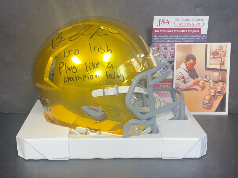 Brandon Joseph Notre Dame Auto Signed Hydro Mini Helmet JSA COA PLCT