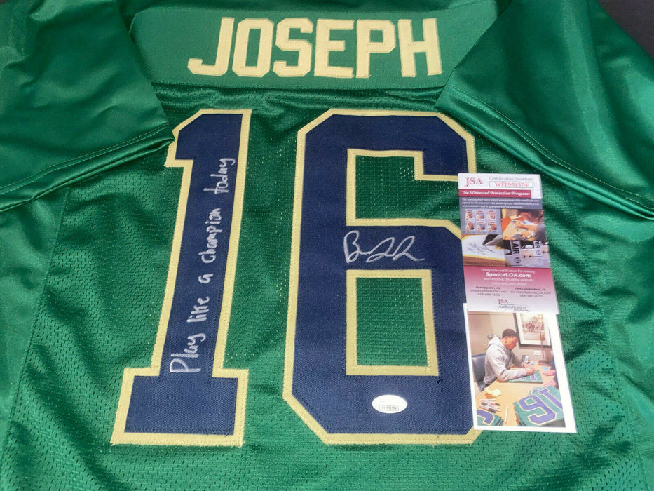 Brandon Joseph Notre Dame Irish Autographed Signed Green Jersey JSA COA