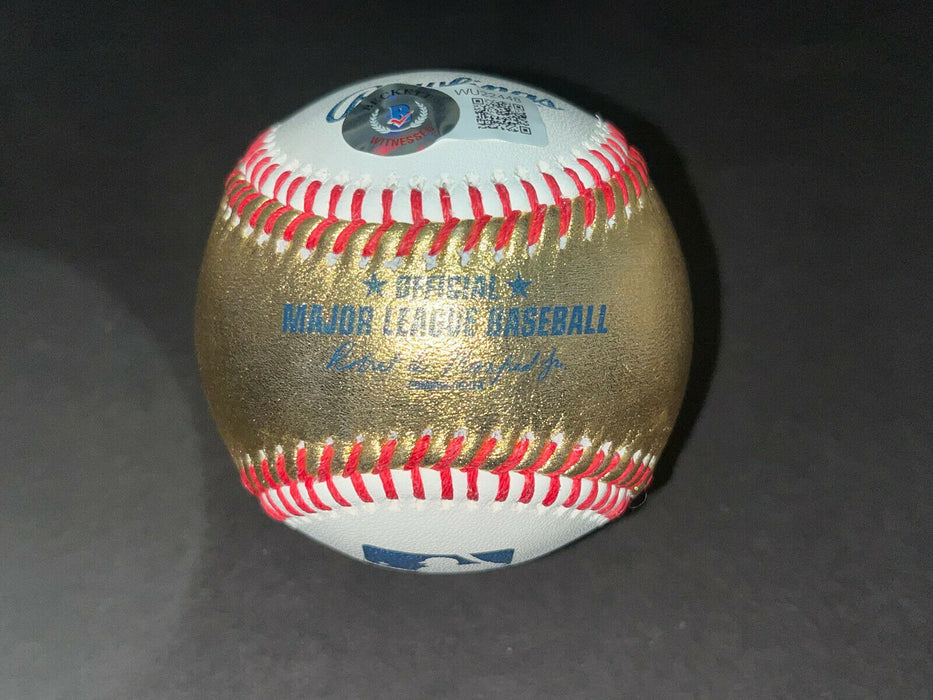 Luis Robert White Sox Signed Gold & White Baseball Beckett COA La Pantera