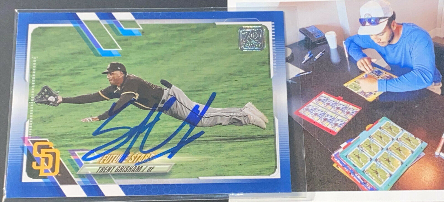 Trent Grisham San Diego Padres 2021 Autographed Signed Topps Card BLUE
